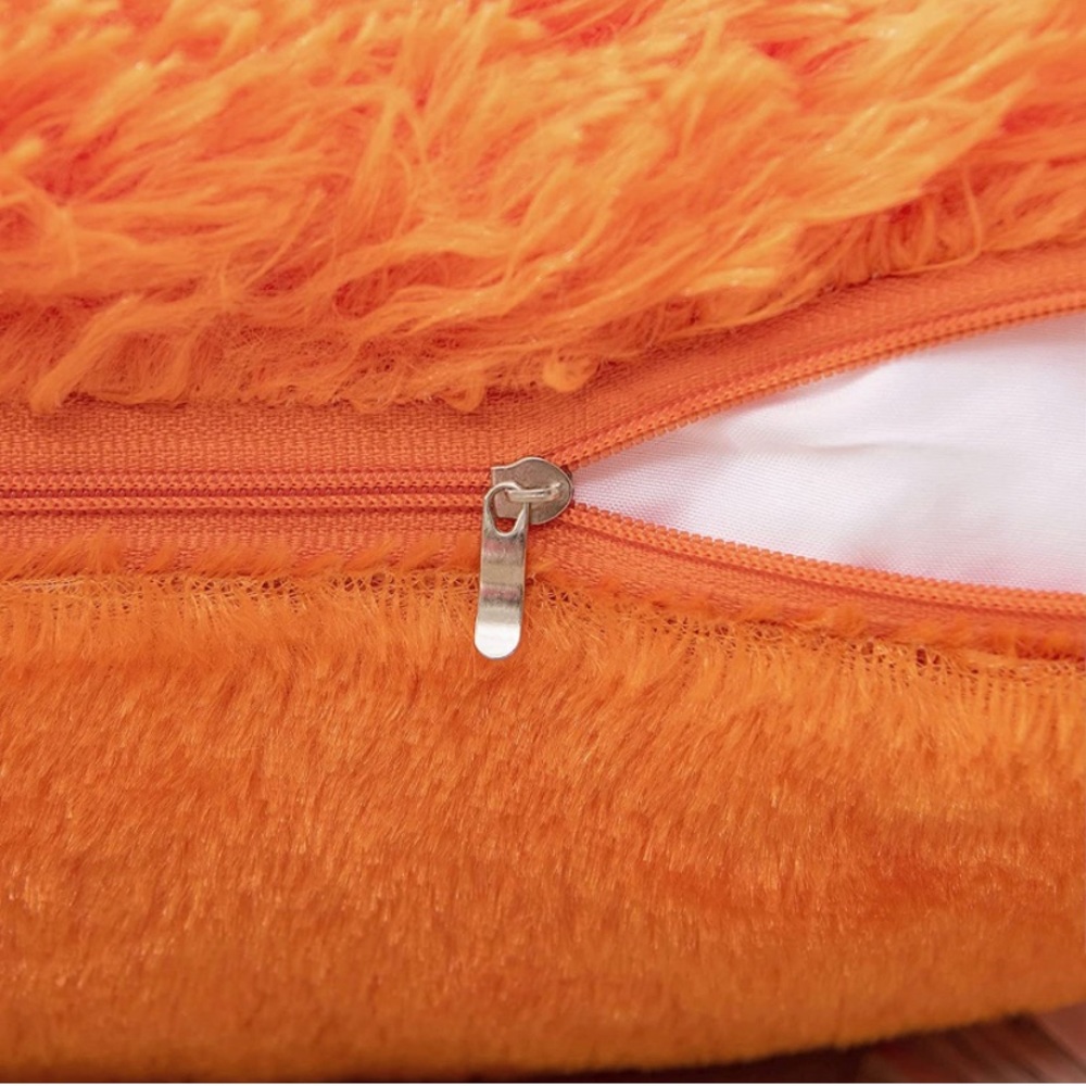 Luxury Home | Cozy Chic Pumpkin Orange Soft Plush Faux Fur Throw Pillow Cover - Picture 5 of 8
